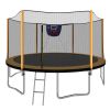 14FT Powder-coated Advanced Trampoline with Basketball Hoop Inflator and Ladder(Outer Safety Enclosure) Orange