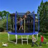 8FT Trampoline with Basketball Hoop, ASTM Approved Reinforced Type Outdoor Trampoline with Enclosure Net