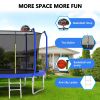 8FT Trampoline with Basketball Hoop, ASTM Approved Reinforced Type Outdoor Trampoline with Enclosure Net
