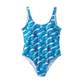 One Piece,Adult Women,Sexy Halter One Piece Swimsuit,Summer Vacation,Swimming,Spa,Surfing,Bath,Pool (Option: Waves-M)