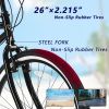 Multifunction 26 Inch 7 Speed Bike, Steel Frame, Upright Comfortable Seat, U-brake, Multi-function Rear Rack, Multicolor