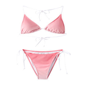 Two Pieces,Adult Women,Sexy Spaghetti String Bikini Top And Bottom,SummerVacation,Swimming,Spa,Surfing,Bathing,Swimming Pool (Option: Pink-XXL)